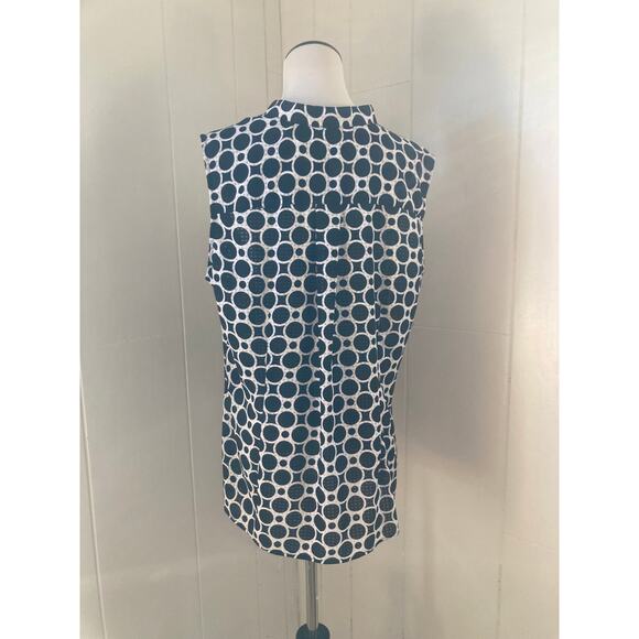 Notations Black Print Semi-Sheer Buttondown Sleeveless Blouse, Size XL - Picture 3 of 6